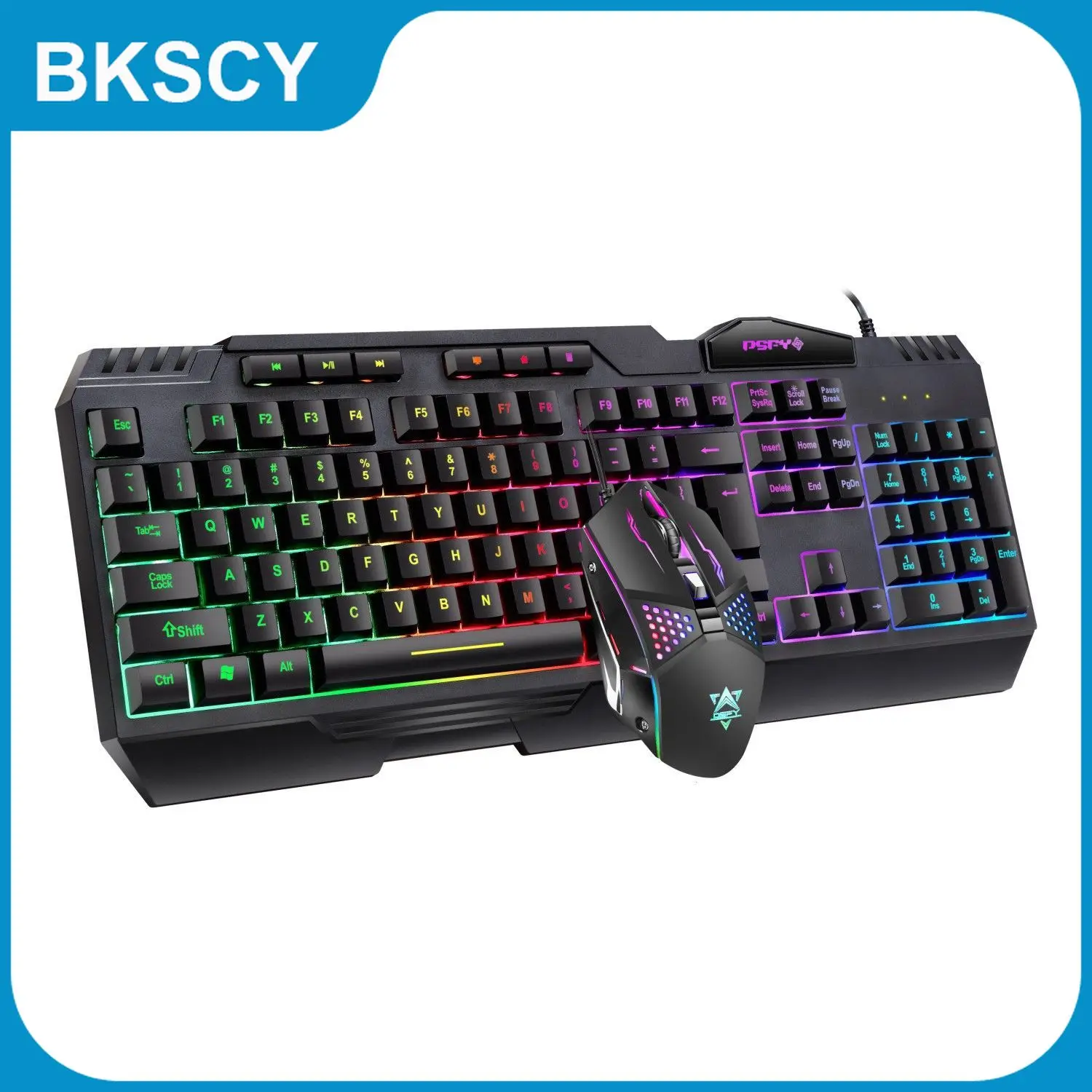 

Gaming Keyboard Mouse Combo USB Wired Luminous Keybord Gamer Kit Waterproof MultiMedia LED RGB Backlit Keyboard And Mouse For PC