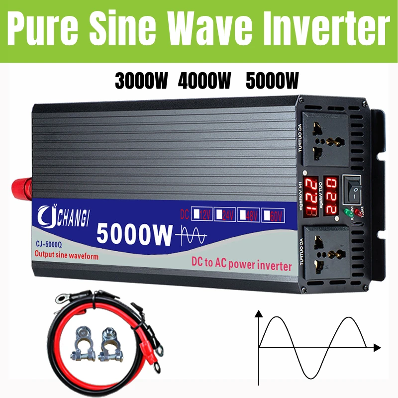 3000/4000/5000W Inverter DC 12V 24V 48V To AC 220V Voltage Convertor Transformer Solar Double Digital Display Power Inverter 3000/4000/5000W Inverter DC 12V 24V 48V To AC 220V Voltage Convertor Transformer Solar Double Digital Display Power Inverter