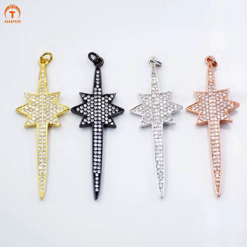

ASA&TESS New Stars Lightning Micro Pave CZ Zirconia sword Pendants for Men Women Jewelry Making