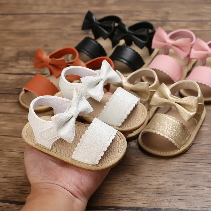 

Baby Shoes Summer Baby Boy Girl Shoes Toddler Flats Sandals Soft Rubber Sole Anti-Slip Bowknot Crib First Walker Shoes