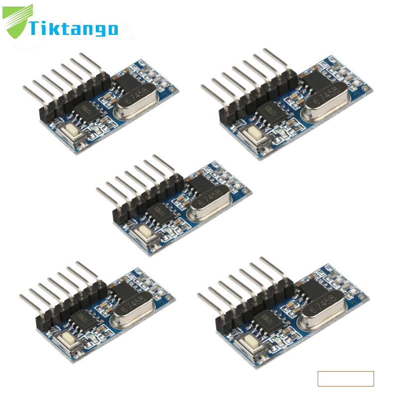 

Tiktango 5PCS 433mhz RF Receiver Learning Code Decoder Module 433 mhz Wireless 4CH output For Remote Controls 1527 2262 encoding