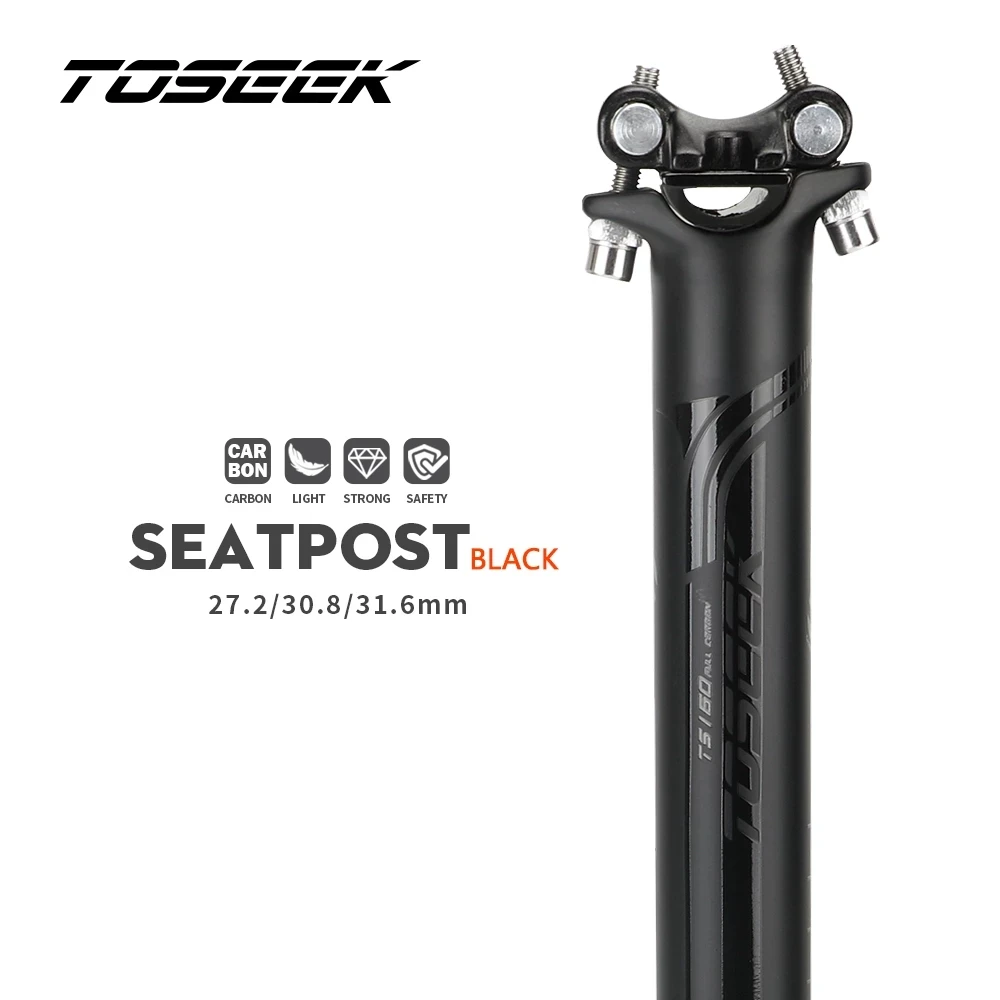 

TOSEEK Black Matte Carbon Fiber Bicycle Seatpost MTB Road Bike Seat Post Cycling Parts 27.2/30.8/31.6*350/400mm