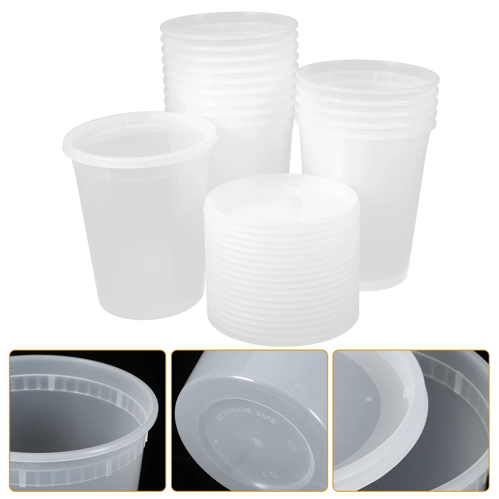 

20 Sets Takeout Food Bowls Covers Disposable Soup Cups Measuring Seal Go Containers Practical Take-out Pp