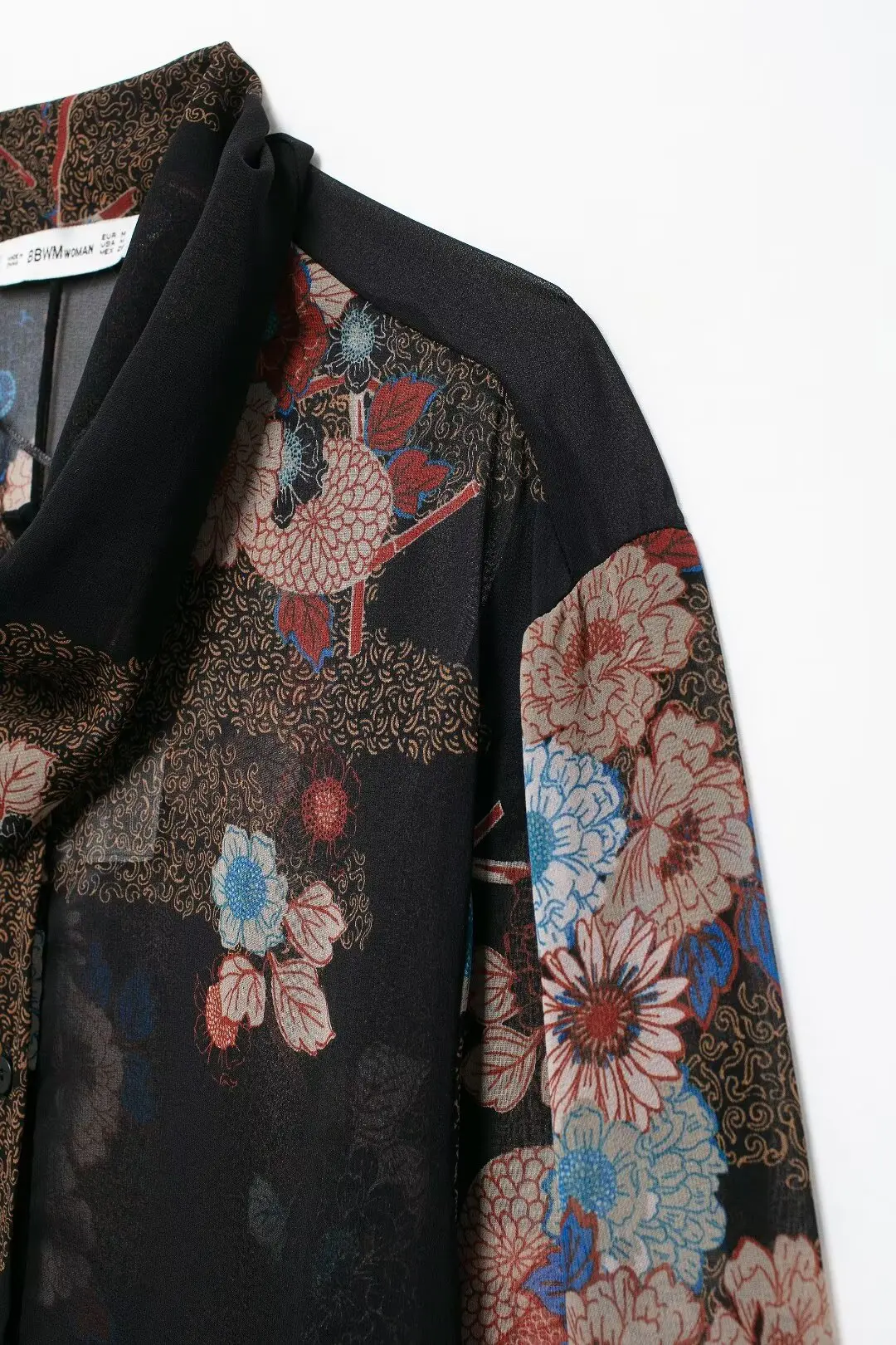 Женская шифоновая блузка с длинным рукавом цветочным принтом