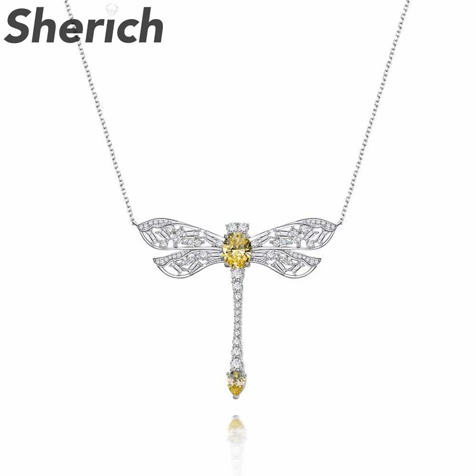 

Sherich Yellow High Carbon Diamond 100% 925 Sterling Silver Fashion Unique Design Premium Pendant Necklace Women Fine Jewelry