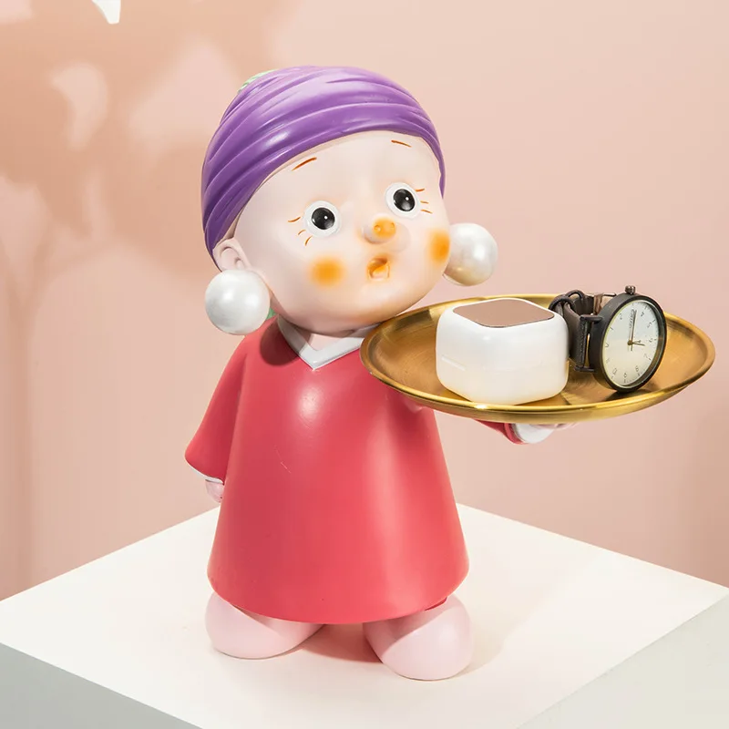 

Home Decor Statue Interior Desk Accessories Living Room Decoration Accessories FigurinesMetal Tray Decorative Figures Sculpture