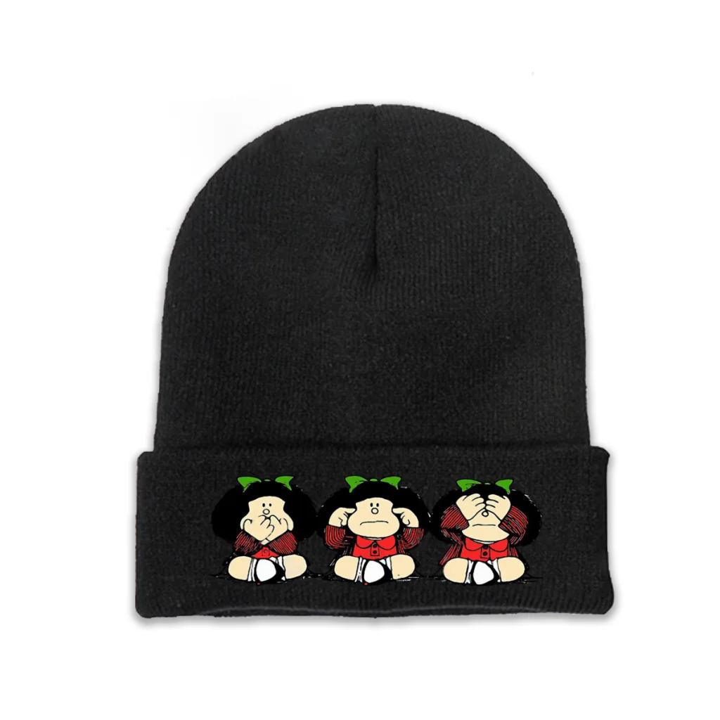Фото Шапки Mafalda с Филипом из комиксов, шапочки, шапка с жестами, вязаная зимняя теплая шапка, шапки, лыжная шапка унисекс №1