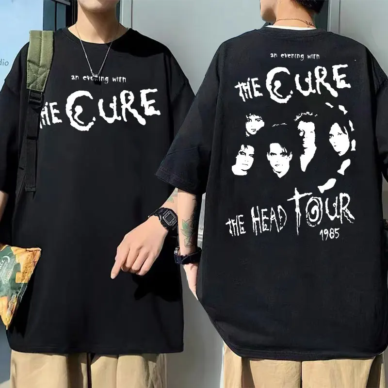 Rock Band The Cure The Head Tour Graphic Print Tshirt Men Women Punk Oversized T Shirt Man Crewneck Tees Men's Vintage T-shirt