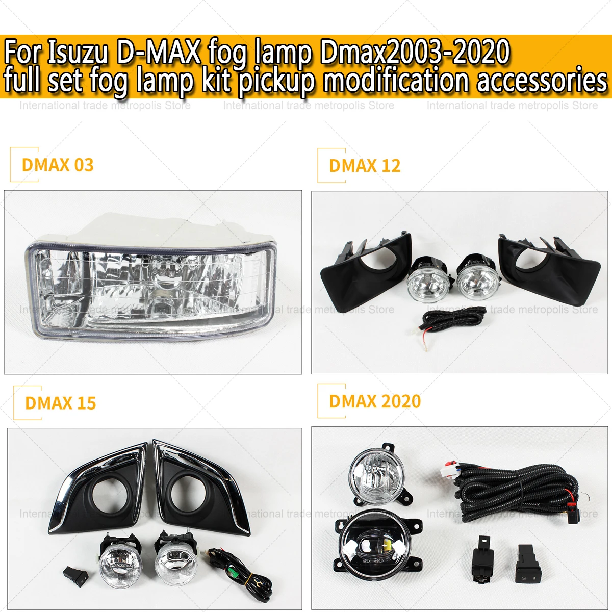 1 Set LED For Isuzu D-MAX Fog Lamp Dmax 2003-11 2012-14 2015-19 2020-up Full Set Fog Lamp Kit Pickup Modification Accessories