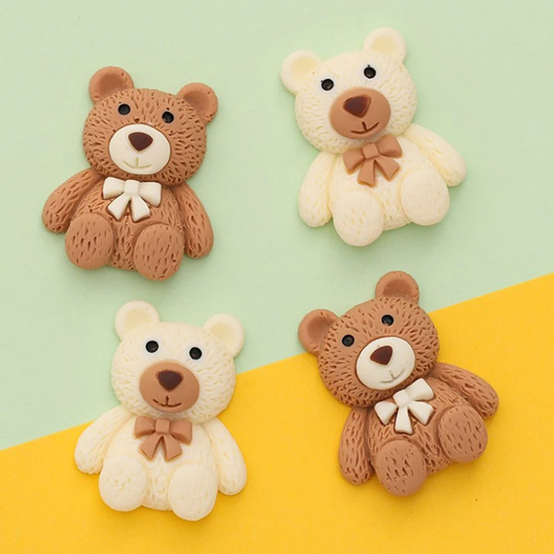 10 шт. мультяшный бежевый кофейный медведь смоляный кабошон с плоской спинкой
