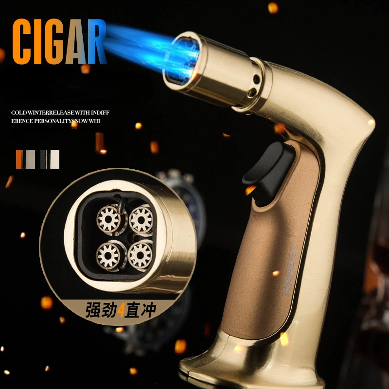 

Four Straight Cigar Outdoor Lighter Desktop Spray Gun Welding Torch Lighter