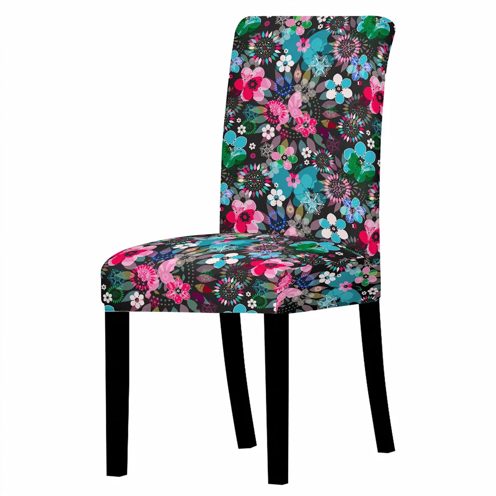 

Colorful Vintage Floral Print Stretch Chair Cover High Back Dustproof Home Dining Room Decor Chairs Living Room Lounge Chair
