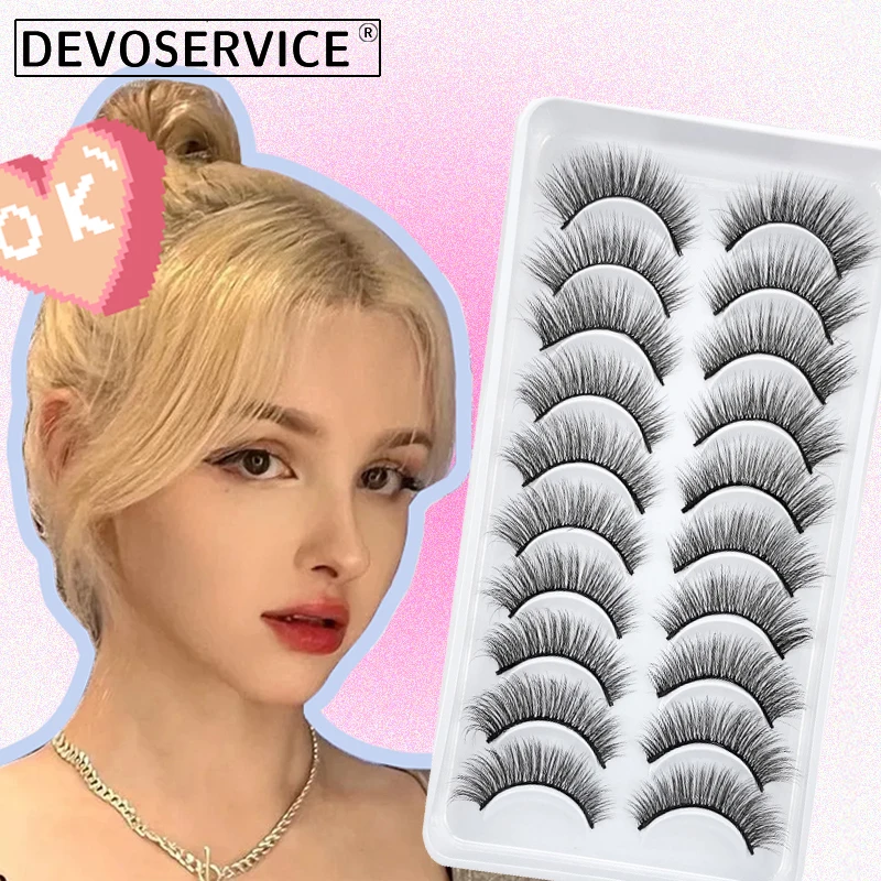 

DEVOSERVICE Lashes New 10pairs Natural False Eyelashes 3D Sexy Mink Lashes Extensions Faux Cils False Eyelashes Makeup Wholesale