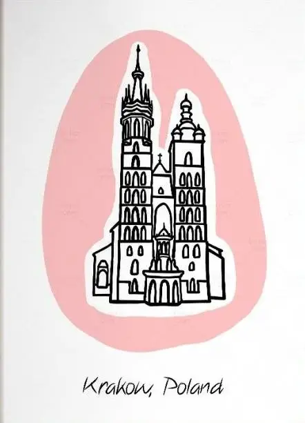 Шелковый постер с иллюстрацией пейзажа города Краков и Польши