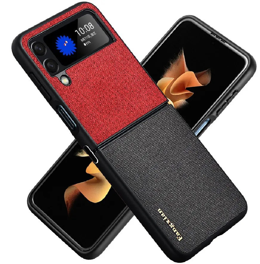 

Металлический Чехол-подставка для Samsung Galaxy Z Flip 4 Flip4, чехол из ткани с цветным блоком и защитой от отпечатков пальцев, ударопрочный складной ч...