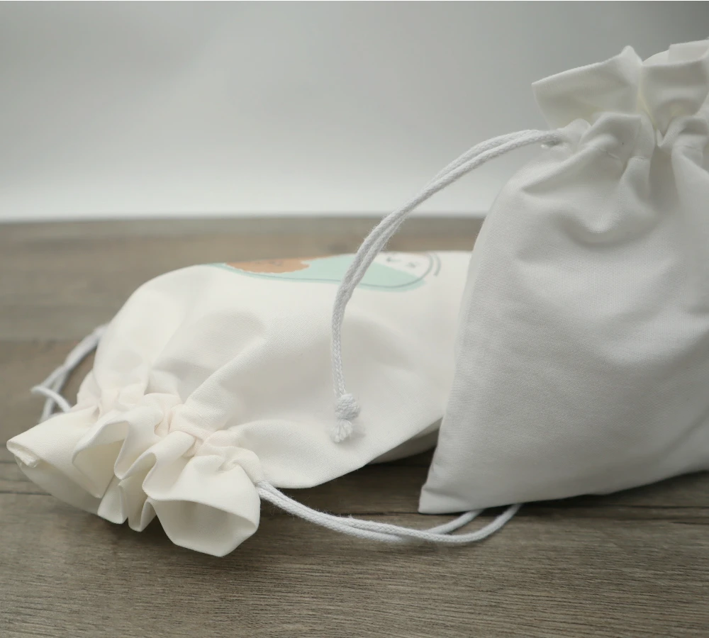 Cotton Pouch Jewelry Packaging Pure Cotton Drawstring Bag Party Makeup Wedding Storage Gift Cloth Packing Bag Custom Logo 50PCS