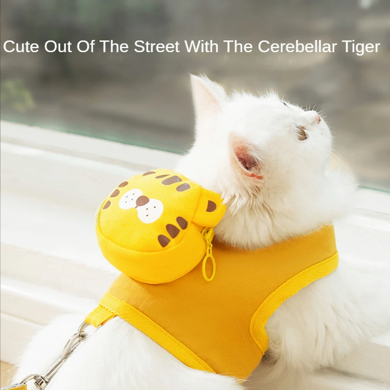 

New Leash Small Tiger Vest Cat Leash Small Dog Backpack Dog Rope Chain Pet Supplies dog leash dog harness and leash set