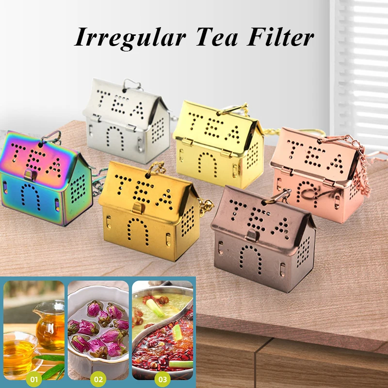 

Creative Stainless Steel Reusable Tea Infuser House Shape Tea Strainer Teapot Tea Leaf Spice Flower Filter Kitchen Accessories