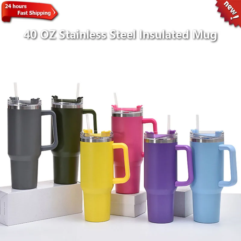 

1200m Handle Insulated Mug Stainless Steel Coffee Thermos Cup 40 Oz Tumbler Car Vacuum Flasks Bottles Portable Water Bottle Mugs