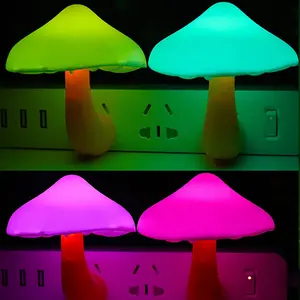 LED Night Lights Mushroom Shape Automatic Sensor Toilet Bedroom Decor Wall Lamps Light-control Sensor Eye-protection Night Light