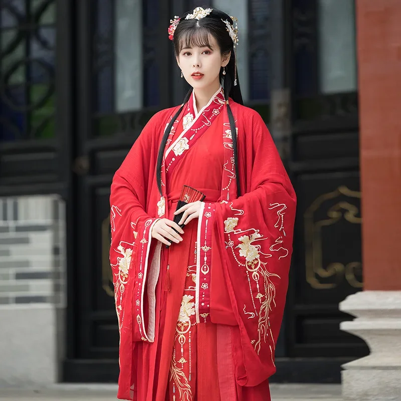 Красное летнее платье принцессы ханьфу женское сказочное фольклорное кимоно