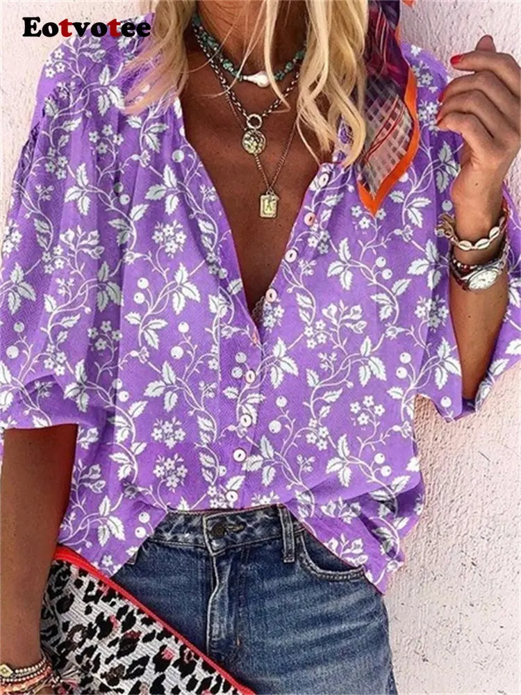 Женская рубашка на пуговицах в горошек пурпурная блузка с длинным рукавом и