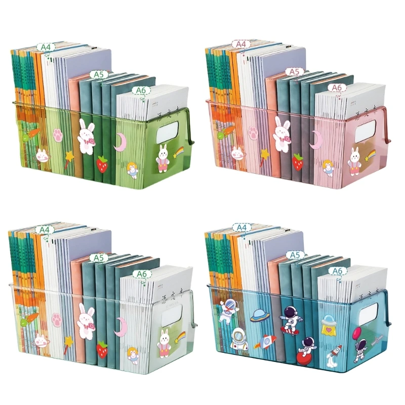 

Desktop Organizer Transparent Book Storage Box Desk Bookshelf Office Book Holder
