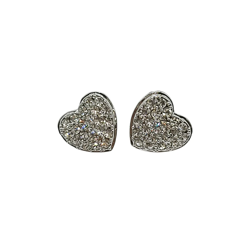 

Gold Plated Heart Earrings Silver Needle With Zircon Jewelry For Women Top Quality Free Shipping