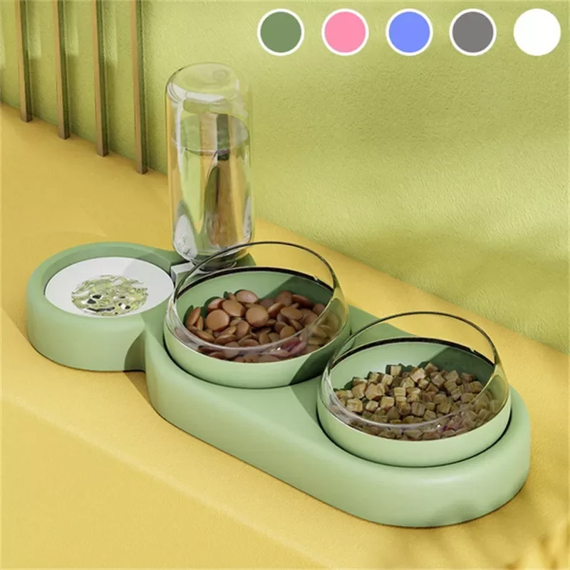 NEW2023 3 in1 Pet Dogs Cats Double Bowls Food Water Feeder Container Dispenser Drinking Pet Products Bowl for cat bowls and drin