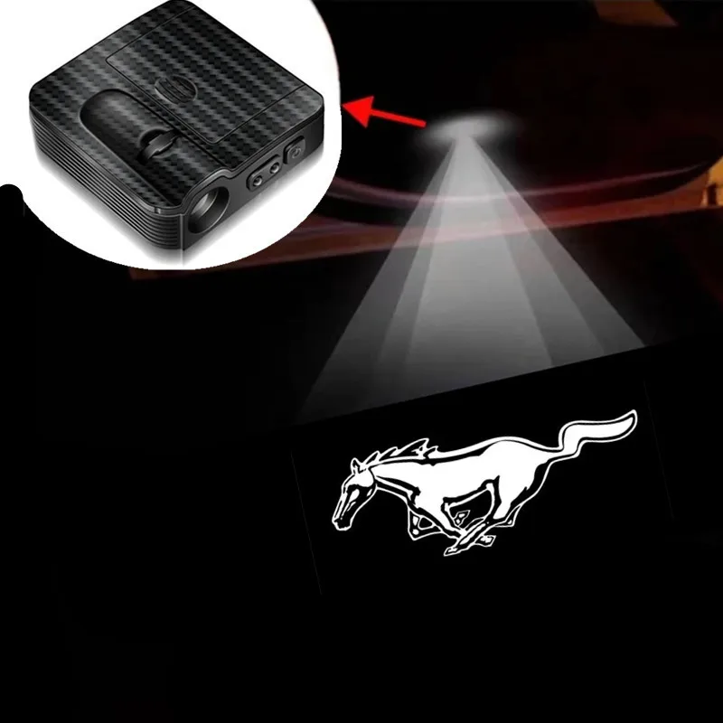 

2 шт. светодиодный проектор из углеродного волокна, дверной светильник автомобиля для Ford Mustang 4 5 6 Fiesta Mondeo Fusion Explorer Galaxy Focus MK2, аксессуары