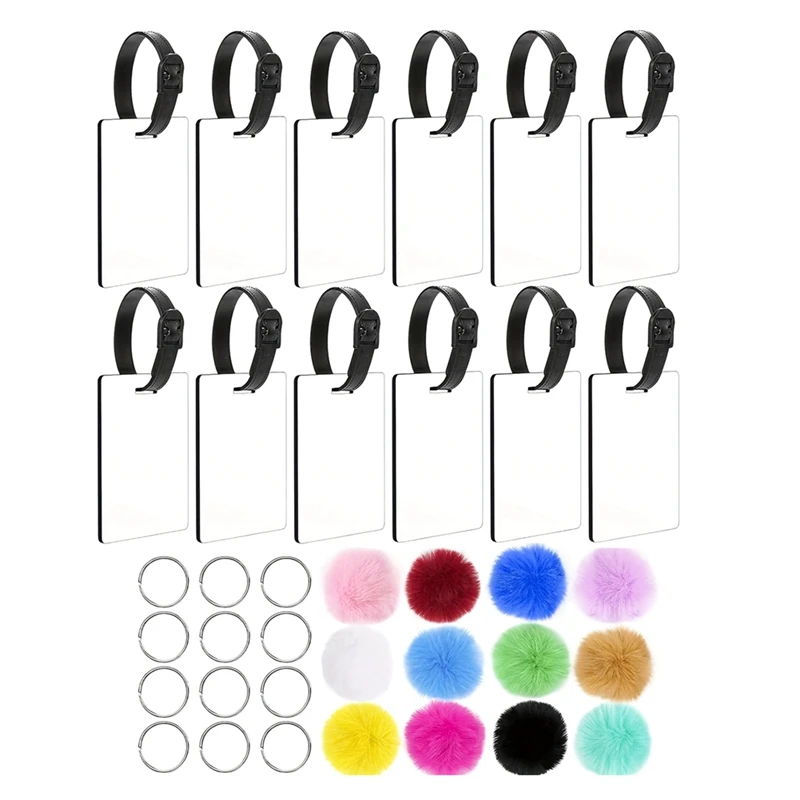Фото 48 шт. пустые сублимационные багажные бирки, двусторонняя бирка для чемодана из МДФ, белый пустой рюкзак, дорожная сумка, именные бирки №1
