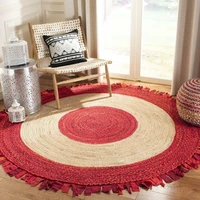 rug jute cotton round natural floor braided home decor reversible modern rugs