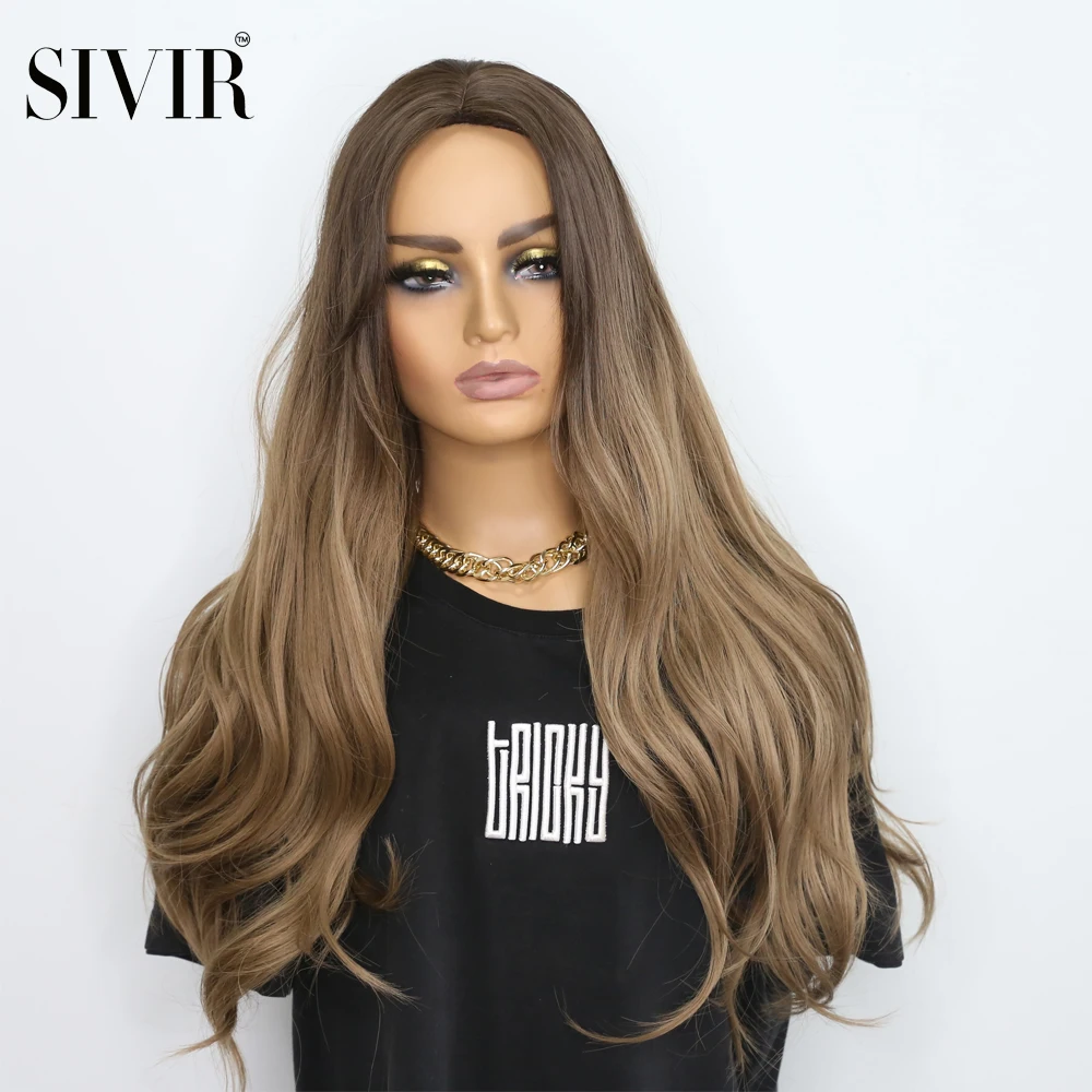 

Парик Sivir из синтетических волос для женщин, длинные натуральные волнистые, для косплея, Термостойкое волокно, Омбре, коричневые