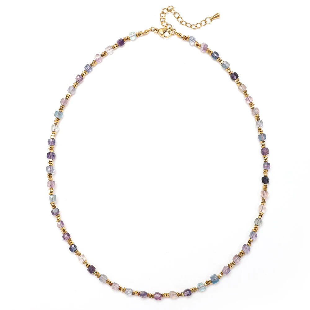 Ожерелье ZMZY с ограненным аметистом 4 мм Женское из натуральных камней и бисера
