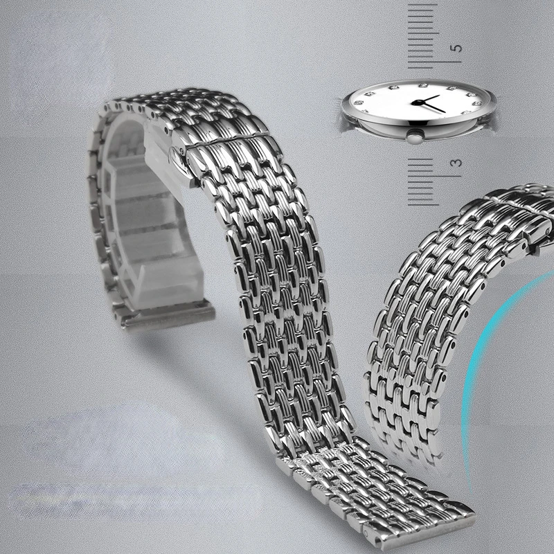 

Ремешок из нержавеющей стали для часов OB DW Longines L4, удобный браслет для наручных часов с двойной застежкой-бабочкой, 14 18 20 мм