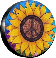peace sign sunflower spare tire coveruniversal wheel tire cover for trailer camper many vehicleweatherproof tire protectors