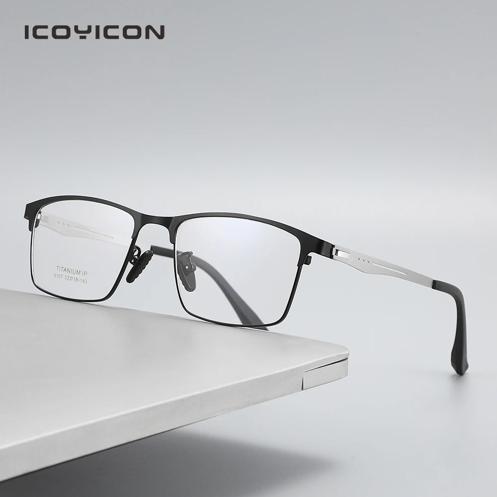 Gafas para miopía sin tornillos de negocios para hombres, anteojos para hipermetropía de titanio, gafas ópticas de marco completo 6107