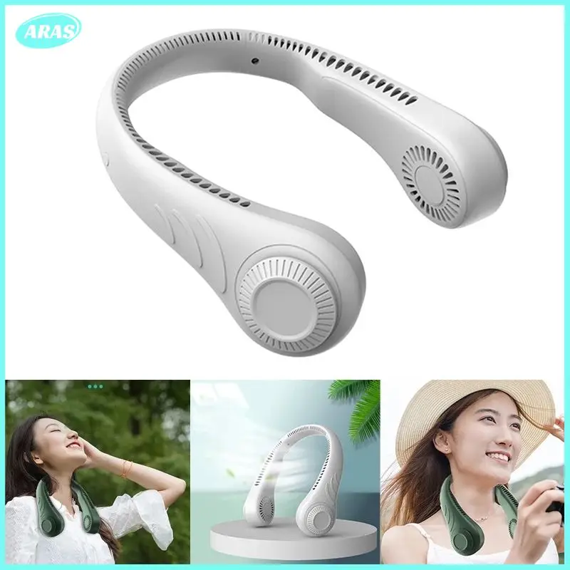 

Hanging Neck Fan Portable Cooling Fan USB Leafless 360 Degree Neckband Fan 78 Surround Air Outlets 4000Mah Rechargeable