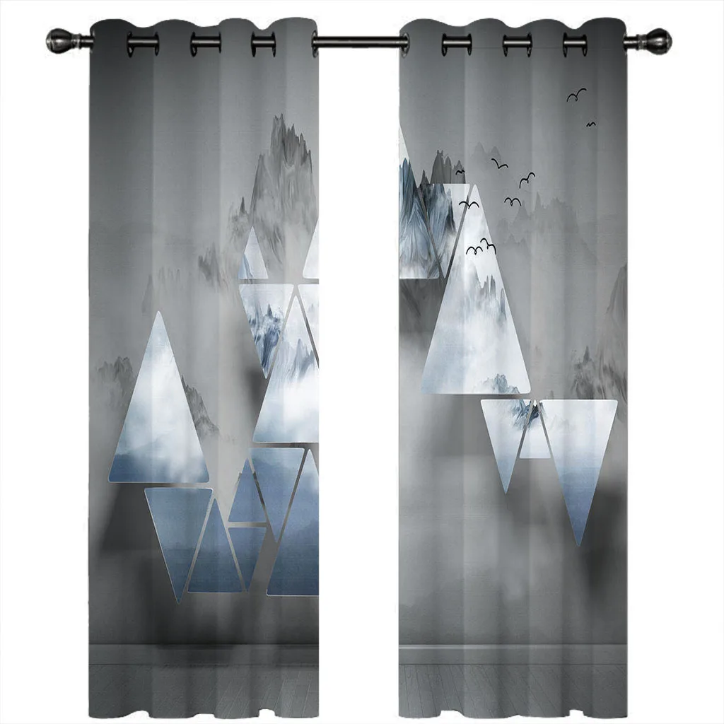 Customized Luxury Living Room Decoration Scandinavian Landscape 3D Cheap Modern Bedroom Winodw Blackout Curtains Set 2 Pieces F