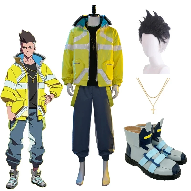 

Anime Cyberpunk Edgerunners David Martinez Cosplay Costume Jacket Necklace Belt T-shirt Pants Wig Shoes Suit Man Clothing