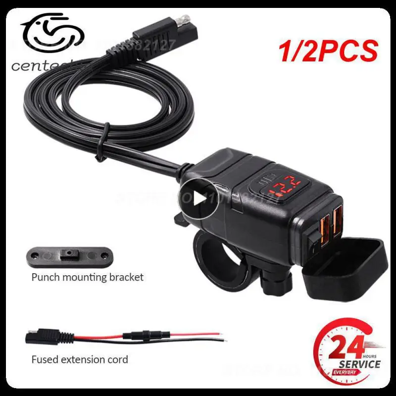 

1/2PCS Vehicle-mounted Motorcycle Quick Charger Moto Accessories QC 3.0 Dual USB Charger Digital Voltmeter Adapter Waterproof