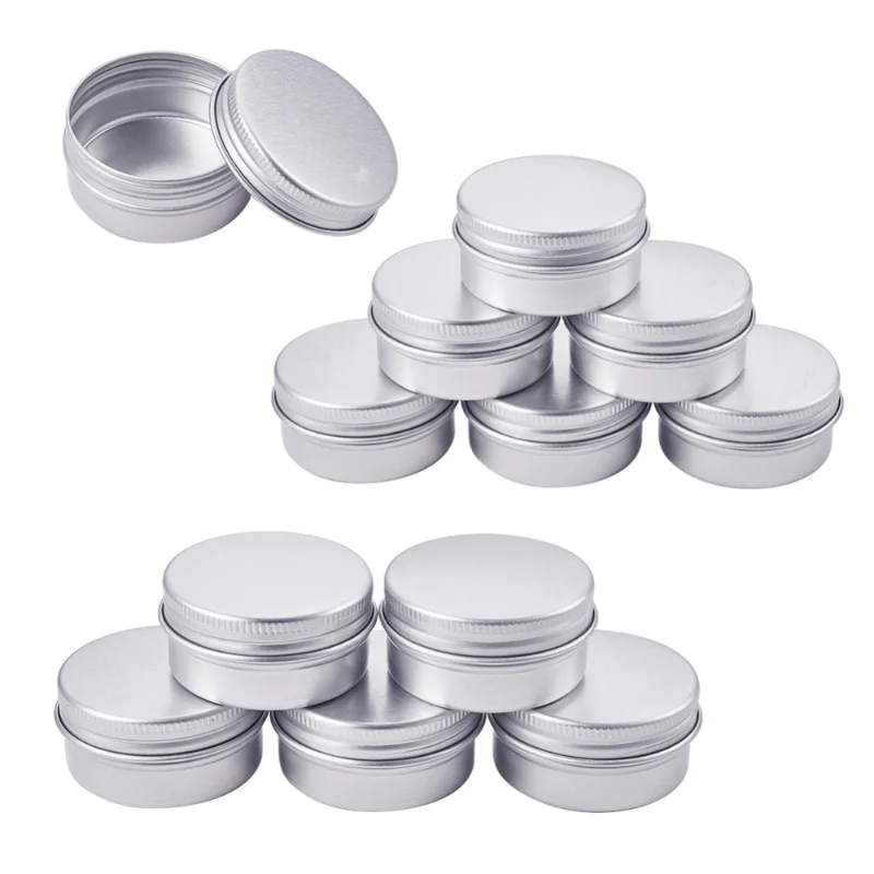 

24Pcs Empty Aluminum Tins Cans Screw Top 20ml Round Metal Storage Containers for Candle Spice Candies Jars Jewelry Packing Case