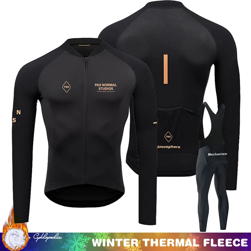 

Winter Cycling Jersey Men Thermal Fleece Bib Pants Man Sports Set PNS Men's Mtb Clothing Ciclismo Hombre Blouse Uniform Male Gel