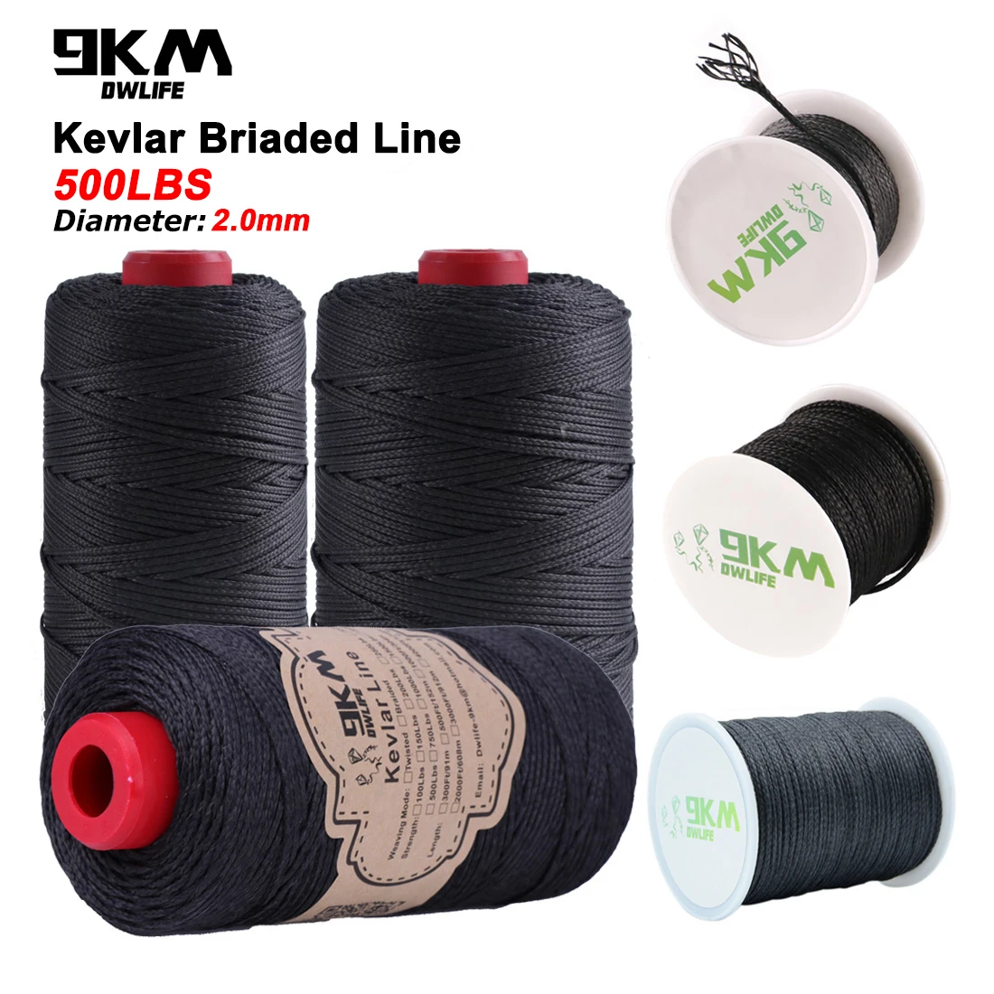 500lbs Braided Kevlar Fishing Line Kite Flying Line Heavy Duty High Strength Outdoor Camping Hiking Assist Rope 50~1000ft 2.0mm