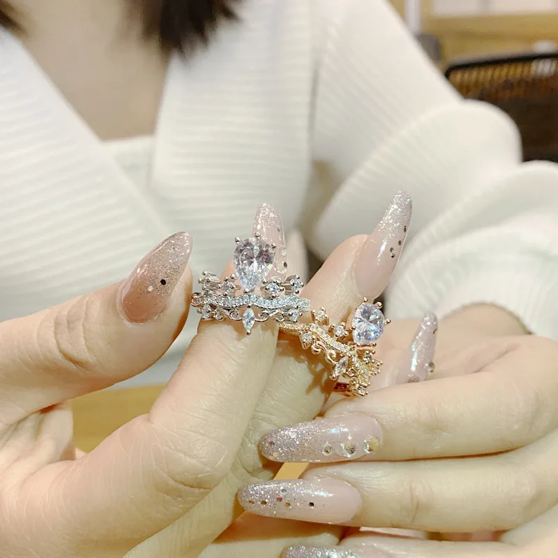 MDLFES Муассан бриллиантовый стиль Micropavé капля Сверкающее кольцо из искусственного