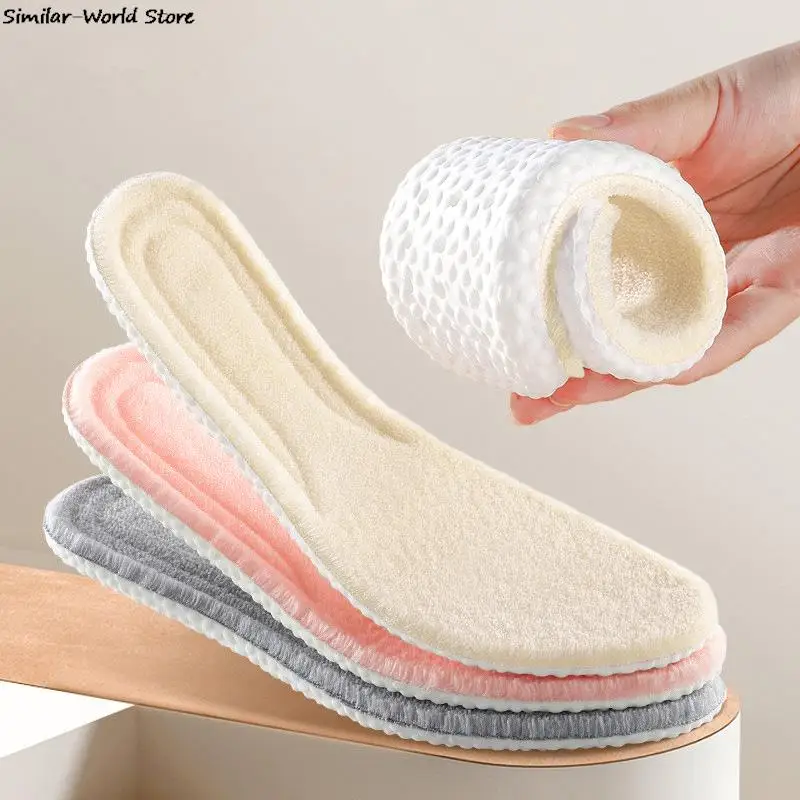 

Winter Warm Insoles for Shoes Thicken Cashmere Thermal Plush Heating Insole Soft Breathable for Women Man Snow Boots Shoe Pad