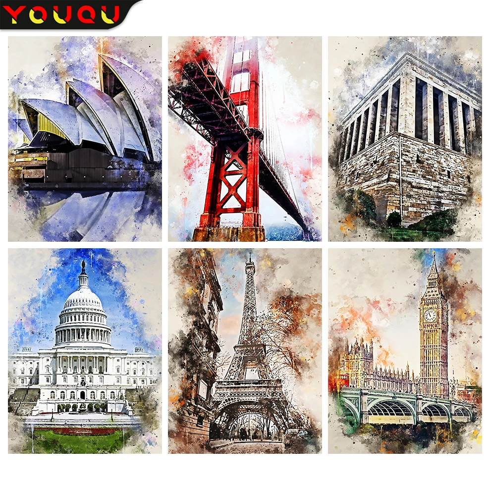 

YOUQU Landscape Series Small Size Diamond Painting DIY "building” Mosaic Picture 5D Diamond Embroidery Beautiful Home Decoration