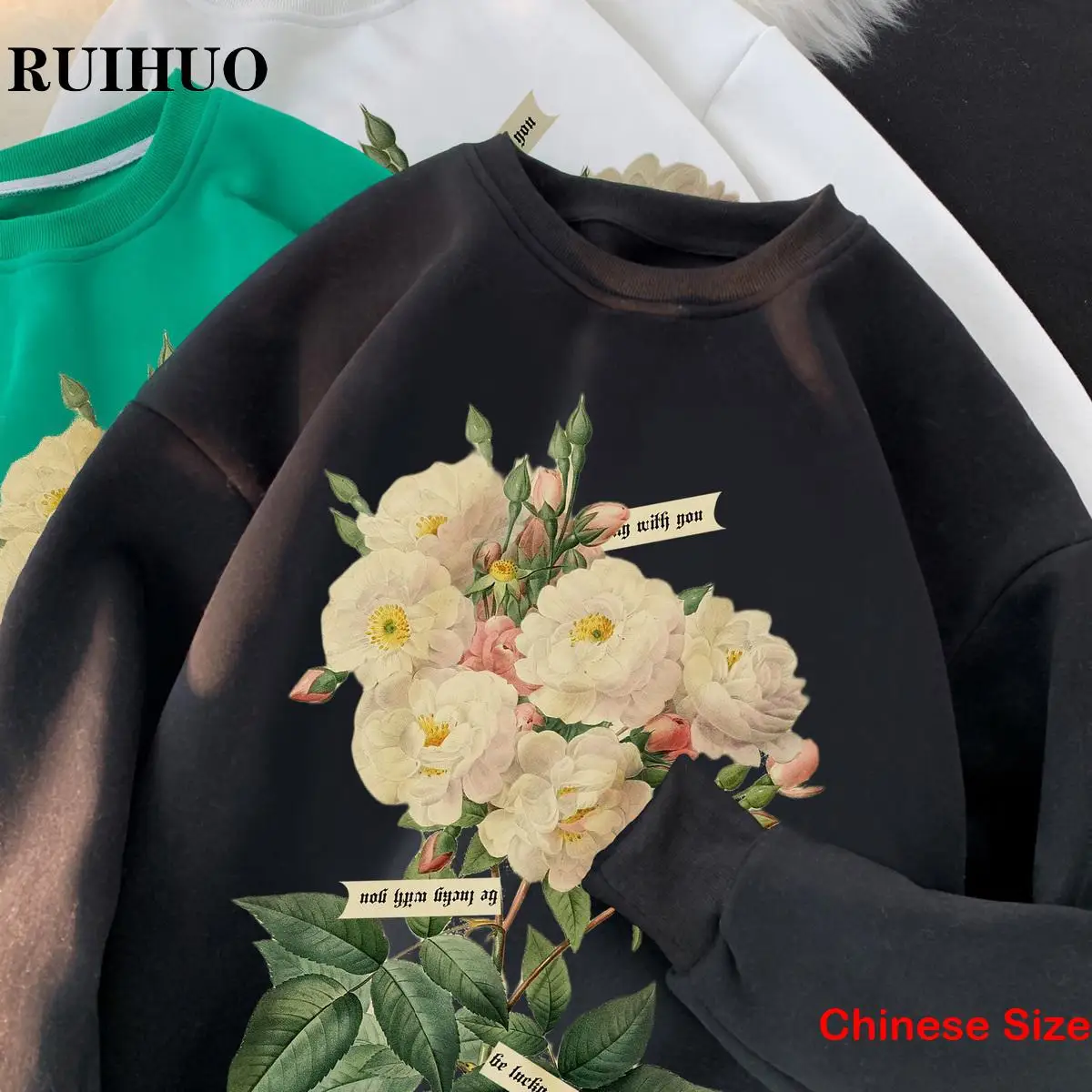 

Пуловер RUIHUO мужской с цветочным принтом, Свитшот в Корейском стиле, уличная одежда, китайский стиль, размеры 2XL, весна 2023