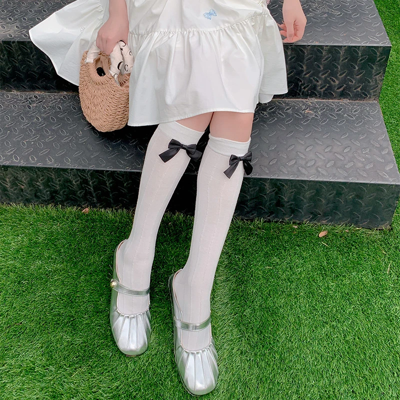 

Black Bowknot Women Stockings College Style Striped School Girls Long Socks Stockings Women JK Lolita Kawaii Cute Knee Socks Sox