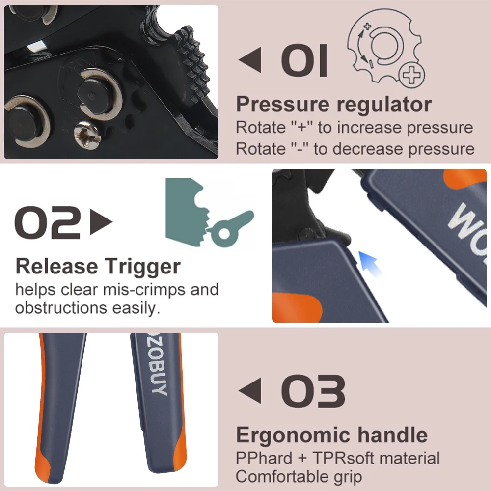 Crimping Tool Set Wire Crimper With 164 Pcs Heat Shrinkable Tubes 4Pcs Die Works For Non-insulated &amp Cord End Terminals